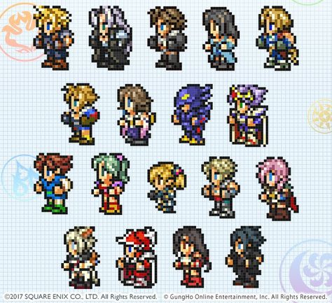 Melty Bead Designs, Fantasy Cross Stitch, Pixel Characters, Pixel Art Tutorial, Fuse Bead Patterns, Pixel Art Characters, Final Fantasy X, Anime Pixel Art, Iron Beads