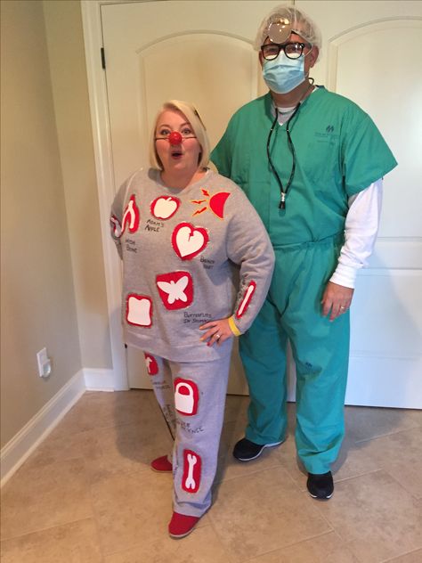 Operation Game Halloween Costume, Operation Costume Couple, Operation Halloween Costume Diy, Operation Couples Costume, Balloon Halloween Costumes, Operation Costume Diy, Operation Halloween Costume, Homemade Halloween Costumes For Couples, Fun Couples Costumes