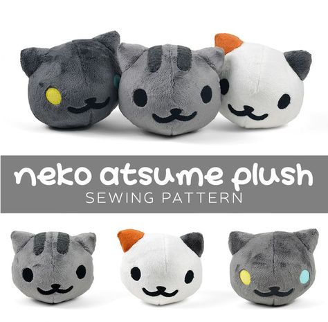 Neko Atsume Plush sewing pattern with Free PDF instructions to download with awesome photo instructions! Neko Atsume Kitty Collector, Plushies Diy, Neko Atsume, Plushie Patterns, Sewing Stuffed Animals, Sewing Tutorials Free, Sock Animals, Plush Pattern, Cat Plush