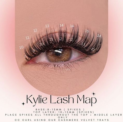 Lashes With Spikes, Wispy Lash Extensions Styles, Lash Map, Small Lashes, Wispy Eyelashes, Eyelash Technician, Eyelash Extensions Styles, Lash Extensions Styles, Perfect Eyelashes