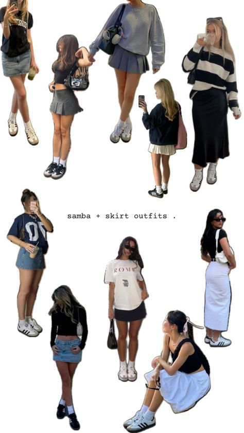 Outfits With Sambas, Sambas Outfits, Outfits Skirt, Samba Outfit, Pretty Legs, A Skirt, Casual Fits, Skirt Outfits, Fashion Inspo