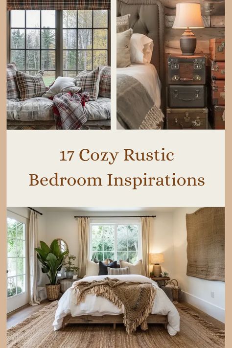 Rustic Cosy Bedroom, Masculine Cottage Bedroom, Rustic Chic Bedroom Ideas, Rustic Masculine Bedroom, Rustic Master Bedrooms Decor, Rustic Country Bedroom, Outdoorsy Bedroom, Rustic Country Bedrooms, Cozy Rustic Bedroom