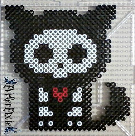 Skelanimals Kit the Cat by PerlerPixie.deviantart.com on @DeviantArt Alpha Tapestry, Bead Things, Hama Art, Diy Kandi Bracelets, Hamma Beads Ideas, Bead Inspiration, Fuse Bead Patterns, Diy Perler Bead Crafts, Beads Ideas