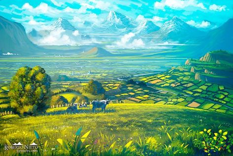 My Favorite Fantasy Artwork - post - Imgur Fantasy Farmland, Scenery Background, Fantasy Forest, Fantasy City, Fantasy Places, Green Landscape, Personal Project, Futuristic Architecture, Sci Fi Fantasy