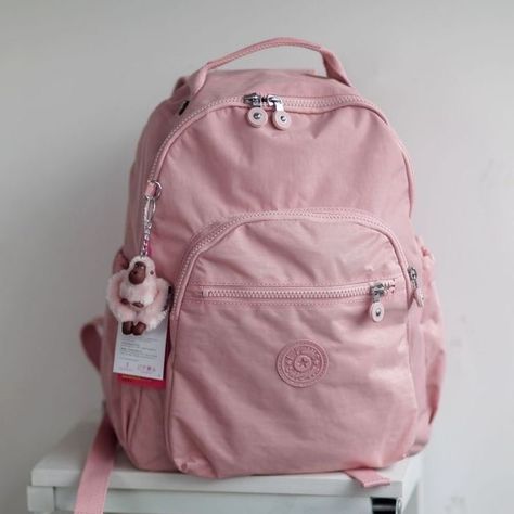 Pink Kipling Backpack, Kipling Backpack Aesthetic, Pink Backpack Aesthetic, Pink Backpacks, Kipling Backpack, Stylish School Bags, School Bag Essentials, Aesthetic Backpack, Cute School Supplies