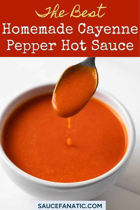 It’s the hot sauce you’ve all been waiting for. With just the right amount of heat, this homemade cayenne pepper sauce recipe has a glorious kick and is better than anything you can find in a store. It’s sure to quickly become a favorite condiment you will reach for time and time again. Homemade Hot Pepper Sauce, How To Make Homemade Hot Sauce, Canning Hot Pepper Sauce, Homemade Hot Sauce Canning, Chili Pepper Sauce Recipe, Easy Homemade Hot Sauce, Canning Hot Pepper Sauce Recipe, Canning Hot Sauce Recipes, Best Hot Sauce Recipe