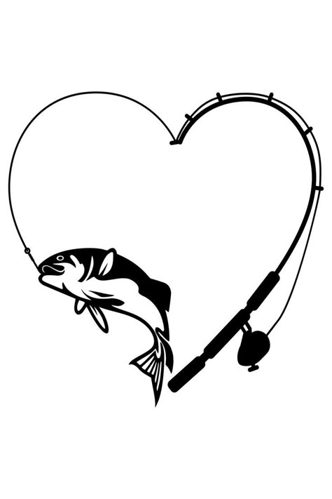 Fishing Rod Tattoo Ideas, Fishing Heart Tattoo, Fish Hook Tattoo Women, Fingerprint Tattoo Couple, Ice Fishing Tattoo, Couple Tattoos Fishing, Father Daughter Fishing Tattoos, Fishing Tattoos For Women, Fishing Memorial Tattoo