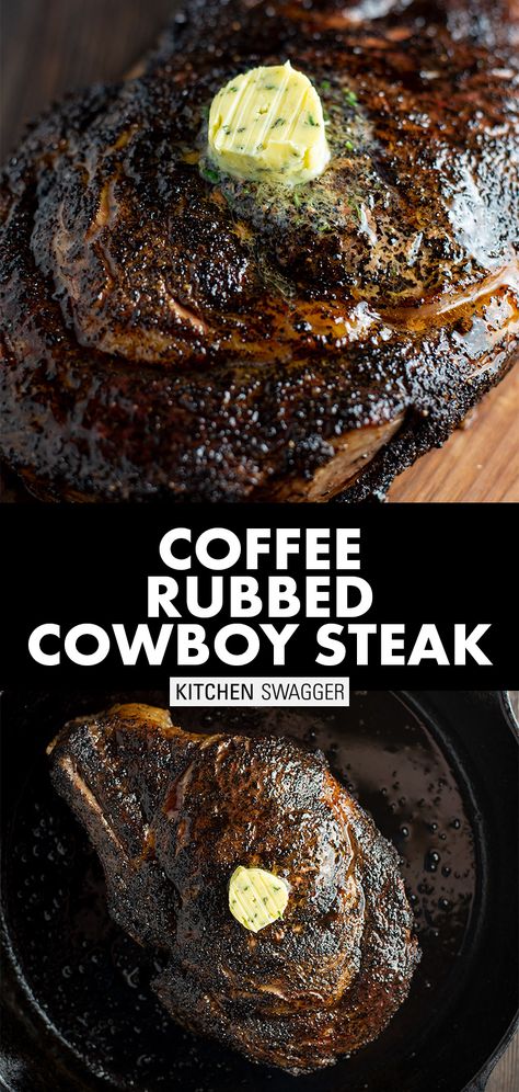 Cowboy Ribeye Steak, Coffee Rubbed Steak, Cowboy Ribeye, Steak Ribeye, Cowboy Steak, Ribeye Steak Recipes, Filet Mignon Recipes, Coffee Rub, Dry Rub Recipes