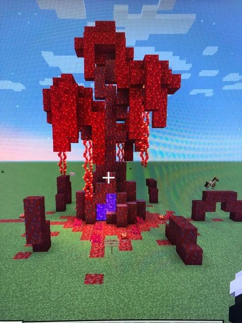 Minecraft Tree Nether Portal, Nether Tree Minecraft, Tree Nether Portal Design, Minecraft Nether Portal Design Tree, Minecraft Portal Design Nether, Minecraft Portals Ideas, Nether Portal Designs Minecraft, Minecraft Tree Portal, Nether Portals Minecraft