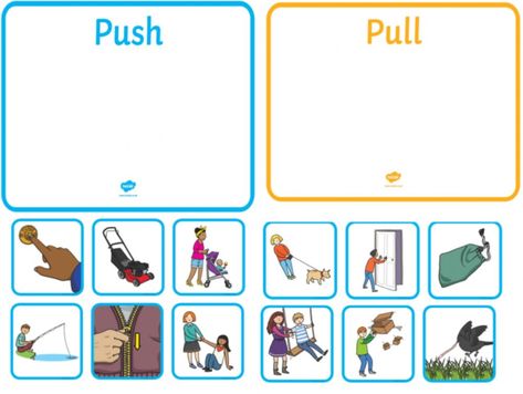 Push And Pull Activities Kindergarten Science Experiments, Push And Pull Activities For Preschool, Push And Pull Worksheets, Push And Pull Activities, Kindergarten Science Experiments, Newton's Laws Of Motion, Clock Worksheets, Science Experiments Kids Elementary, Newton's Laws