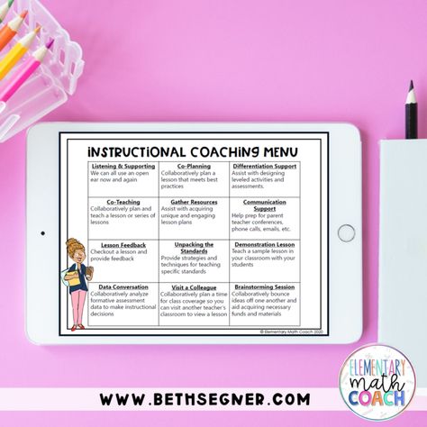 What Instructional Coaching Is and Is Not - Beth Segner Math Instructional Coach Office, Coach Office Ideas, Instructional Coach Office Set Up, Instructional Coaching Menu, Literacy Coach Office, Instructional Coach Office, Instructional Coaching Tools, Math Instructional Coach, Math Coaching