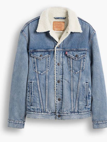 Vintage Fit Sherpa Trucker Jacket - Light Wash | Levi's® US Levis Sherpa, Levi Jacket, Sherpa Trucker Jacket, Levis Jacket, Liquid Detergent, Vintage Fits, Mens Clothes, Girly Stuff, Natural Resources