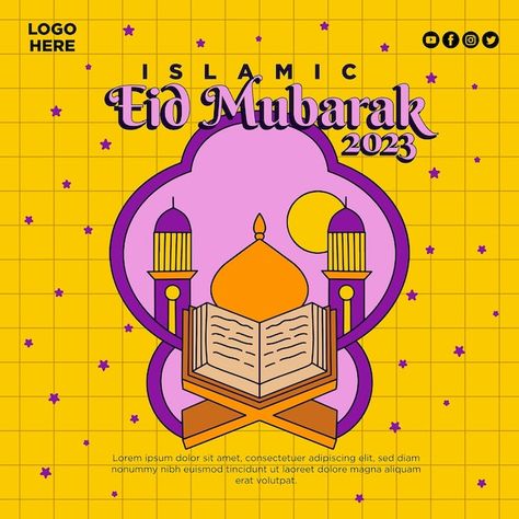 Islamic eid mubarak flyer for instagram ... | Premium Vector #Freepik #vector #eid-poster #ramadan-mubarak #eid-mubarak-background #eid-mubarak-ramadan Quran Illustration, Islamic Eid Mubarak, Eid Poster, Ramadan Illustration, Instagram Design Layout, Mubarak Ramadan, Ramadan Mubarak, Instagram Design, Eid Mubarak