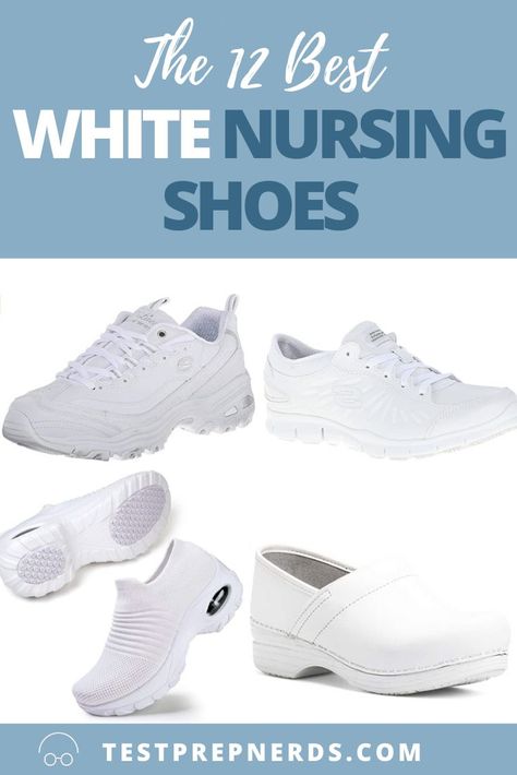 These are the 12 best white nurse shoes that you can buy today. Links to where to buy these shoes are provided in our list! We've included popular nurse shoe brands including Nike, Allbirds, Adidas, Hoka One, and Skechers White Nurse Shoes, Nurse Shoes Comfortable, Best White Shoes, Nursing Shoes Comfortable, White Nursing Shoes, Best Nursing Shoes, Water Resistant Shoes, Medical Shoes, White Clogs