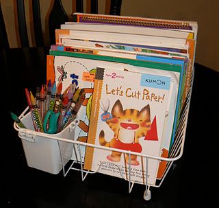 Great idea!!  Miss will have this on her desk once I locate the dish rack in the garage sale items!! Crayon Crafts, Dish Rack, Mia 3, Book Organization, Organization Kids, Book Storage, Colouring Books, Classroom Organization, Kids' Room