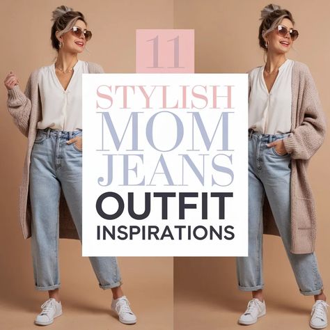 Struggling to style your mom jeans? These chic and simple jeans outfit ideas will help! Whether you're going for a jeans and sneakers outfit or a more polished mom jeans outfit, these looks are perfect for any season. Cute Comfy Outfit Ideas, Ways To Style Mom Jeans, Simple Jeans Outfit, Mom Jeans Look, Jeans And Sneakers Outfit, Comfortable Outfit Ideas, Style Mom Jeans, Comfy Outfit Ideas, Mom Jeans Outfit