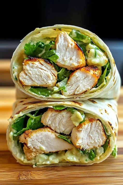 Easy Chicken Wrap Recipe | Quick and Healthy Lunch Chicken Wrap Recipes Easy, Easy Chicken Wrap, Chicken Wrap Recipe, Chicken Caesar Salad Wraps, Chicken Wrap Recipes, Wrap Recipe, Chicken Wrap, Chicken Caesar Salad, Romaine Lettuce Salad