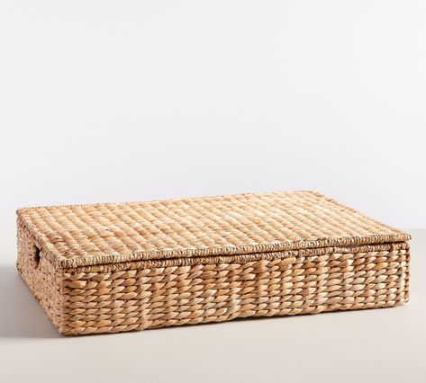 Savannah Handwoven Seagrass Lidded Underbed Basket | Pottery Barn Lidded Baskets, Free Interior Design, Mirror Art, Interior Design Services, Natural Fibers, Pottery Barn, Outdoor Dining, Savannah, Savannah Chat