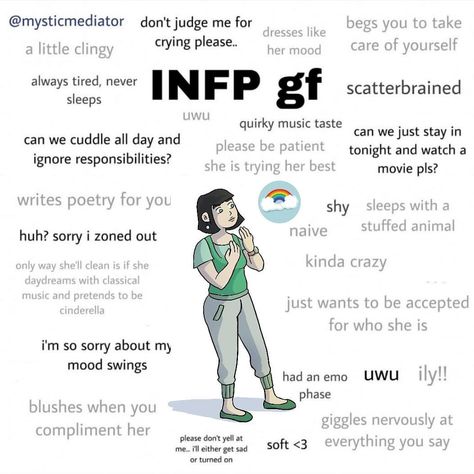 MBTIcomics on Instagram: “Feeler girlfriends✨😍 Credits go to: @mysticmediator Follow @mbti.comics for daily Mbti Memes and handdrawn Comics! :) Click the link in…” Mbti Comics, Infp Problems, Infp T Personality, Infp Relationships, Infp Personality Type, Mbti Memes, Infp Personality, Mbti Relationships, Infp T