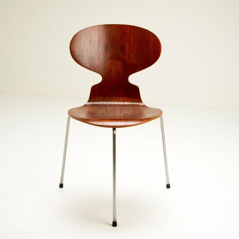 For sale: Ant Chair in Teak by Arne Jacobsen, Denmark 1950s | #vntg #vintage Ant Chair, University Tips, Metal Desk, Iconic Furniture, 4 Dining Chairs, Metal Desks, Arne Jacobsen, Butterfly Chair, Furniture Chair