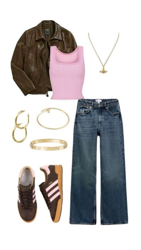 Brown And Pink Outfit Ideas, Pink And Brown Outfit Aesthetic, What To Wear On A First Date, Pink And Brown Outfits, Pink Brown Outfit, Pink Adidas Outfit, Pink And Brown Outfit, Brown Outfit Aesthetic, Brunch Looks