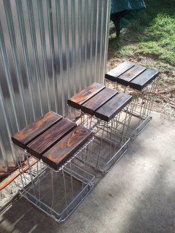 Egg Crate Seats in Inglewood-Finn Hill, Kirkland ~ Krrb Classifieds Crate Bench Seat, Milk Crate Bench, Milk Crate Furniture, Crate Stools, Metal Milk Crates, Metal Dog Kennel, Crate Bench, Crate Decor, Crate Seats