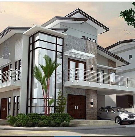 . Elevation House, Modern Minimalist House, Library Reference, 2 Storey House Design, Two Story House, Beautiful House Plans, Big House, House Front Design, House Elevation