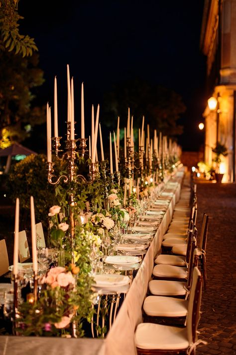 A Dazzling Wedding at La Posta Vecchia Inspired by Italy’s Heyday | Vogue Baroque Wedding, Fireworks Display, Gala Dinner, Banquet Tables, Long Table, Italian Wedding, Fairytale Wedding, Wedding Table, Wedding Inspo