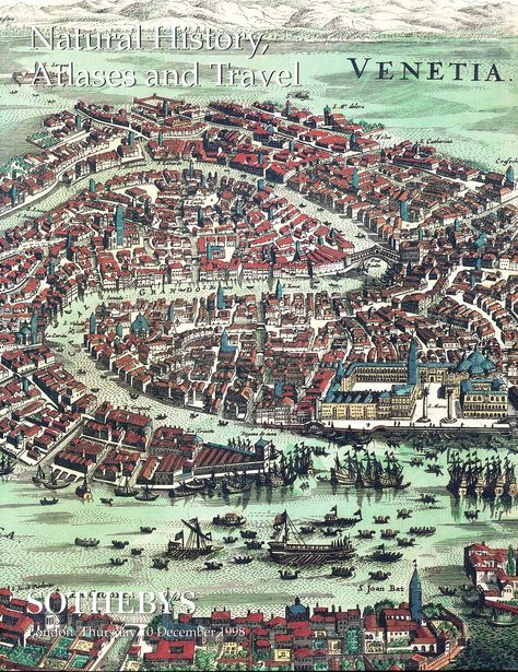 Natural History, Atlases and Travel Sotheby's catalog Venice map Venice Aerial View, Venice History, Battle Of Lepanto, Historical Illustrations, Venice Map, Republic Of Venice, Venice City, Historical Illustration, Sims House Design