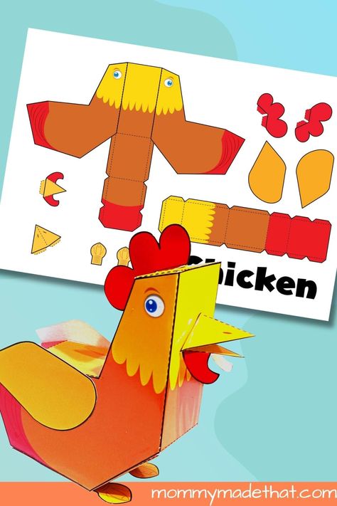 3d Chicken, Chicken Craft, Bumble Bee Craft, Pencil Crafts, Fun Summer Crafts, Insect Crafts, Paper Bag Puppets, Chicken Crafts, Fun Classroom Activities