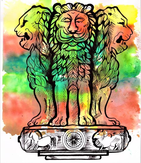 Independence day special National Emblem of India drawing | Draw National Emblem of India pen art Republic Day Special Drawing, G20 India Poster Drawing, India Related Drawings, Patriotic Drawings India, Independence Day Special Drawing, National Integration Drawings, Patriotism Drawing, National Emblem Of India, Tricolor Background