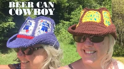 Cowboy Hat Tutorial, Cowboy Hat Crochet, 70s Crafts, Hat Crochet Tutorial, Crochet Cowboy Hat, Beer Can Hat, Crochet Cowboy Hats, Cowboy Hat Pattern, Pallet Stool