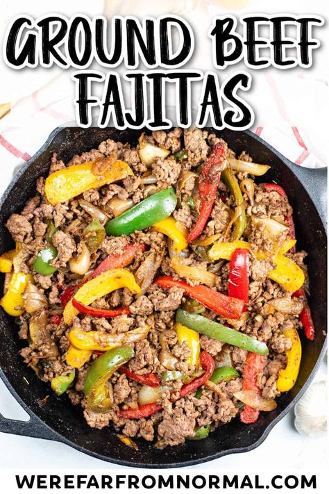 Easy Ground Beef Fajitas Recipe Ground Beef Fajitas, Best Veggie Burger, Chicken Fajita Casserole, Easy Dinner Options, Beef Stir Fry Recipes, Fajita Vegetables, Homemade Fajita Seasoning, Fajitas Recipe, Beef Fajitas