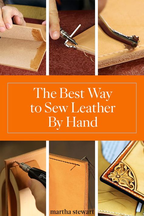 The Best Way to Sew Leather By Hand | Have you ever wondered how to create or repair leather items without using an industrial sewing machine? Here, we show you how to make beautiful leather pieces using a manual "saddle stitch" technique.  Not only is it personally gratifying to hand-sew leather, but this manual technique also offers a stronger suture than the traditional lock stitch created by sewing machines.  #crafts #sewing #sewingprojects #marthastewart Suede Purse Pattern, Leather Craft Projects Free Pattern, How To Sew Leather By Hand, Sewing Leather By Hand, Sewing Leather With A Sewing Machine, Leather Stitching Techniques, Leather Sewing Projects, Diy Leather Gloves, Sew Leather By Hand