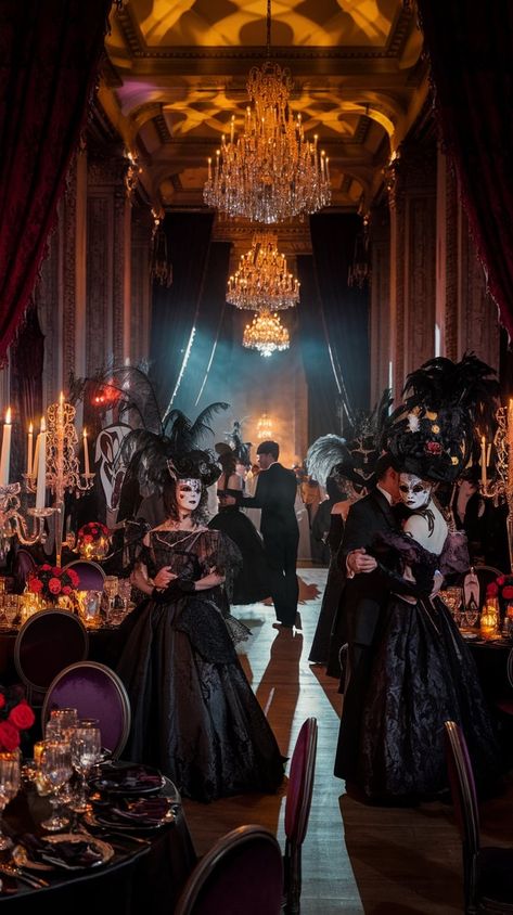 Best Halloween Party Ideas for Adults: Creative, Fun, and Spooky - ThanksFully Haunted Masquerade Party, Halloween Ballroom, Haunted Masquerade, Spooky Halloween Party Games, Halloween Party Ideas For Adults, Victorian Ballroom, Best Halloween Party, Party Ideas For Adults, Horror Movie Night