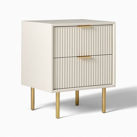 Modern Nightstands & Bedside Tables | West Elm Fluted Bedside Table, West Elm Nightstand, Charging Nightstand, Modern Nightstands, Modern Nightstand, Bedside Tables Nightstands, Solid Mahogany, Bedside Tables, Mahogany Wood