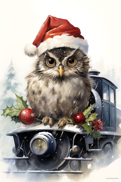 Christmas Topper, Fox Illustration, Vintage Christmas Images, Owls Drawing, Owl Pictures, Cute Fantasy Creatures, Christmas Owls, Christmas Bird, Christmas Scenes