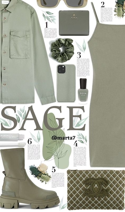 Evergreen & Sage outfit ideas | Sage Green Aesthetic Outfit, Sage Green Fashion, Green Aesthetic Outfit, Sage Green Aesthetic, Cottagecore Grunge, Zoya Nail, Chanel Tweed, Gentle Monster, Fashion Collage