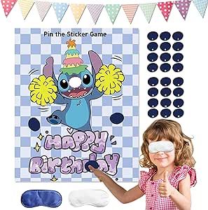 Lilo and Stitch Birthday Party Games Decorations for Kids, Pin The Nose on The Stitch Birthday Games for Boys Girls, Stitch Birthday Party Supplies Favors Lilo And Stitch Birthday Party Games, Stitch Party Games, Stitch Sleepover, Lilo And Stitch Birthday Party Ideas, Stitch Birthday Party Decorations, Stitch Birthday Party Ideas, Lilo And Stitch Birthday Party, Cartoon Theme Birthday Party, Stitch Bday