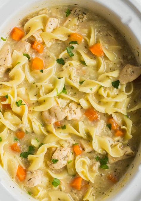 Crock Chicken, Slow Cooker Chicken Noodle Soup, Creamy Chicken Noodle, Chicken Noodle Soup Crock Pot, Slow Cooker Creamy Chicken, Creamy Chicken Noodle Soup, Creamy Chicken Soup, Noodle Recipe, Crockpot Soup Recipes