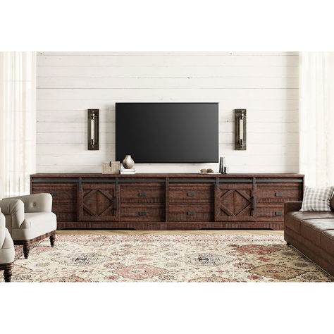 Shelf For Living Room, Large Tv Stands, Wood Entertainment Center, Farmhouse Tv, Furnitur Ruang Keluarga, Modern Entertainment Center, Farmhouse Tv Stand, Tv Beds, Tv Stands And Entertainment Centers