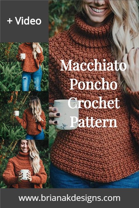 Crochet Poncho Sweater Free Pattern, Crochet For Plus Size, Crochet Shawls And Ponchos, Plus Size Crochet Poncho Pattern Free, Crochet Winter Poncho, Swoncho Pattern Free, Crochet Fall Poncho Free Pattern, Crochet Poncho Sweater Pattern, Crochet Bulky Sweater Pattern Free