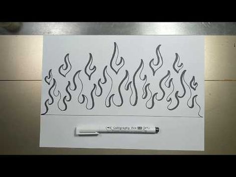 How to draw FLAMES in 5 minutes - YouTube Flame Outline Drawing, How To Draw Fire Flames Step By Step, Simple Flame Drawing, Cool Letters To Draw Easy, Easy Flames Drawing, Drawing Flames Easy, How To Draw Flames Step By Step, How To Draw Fire Flames, How To Draw A Flame