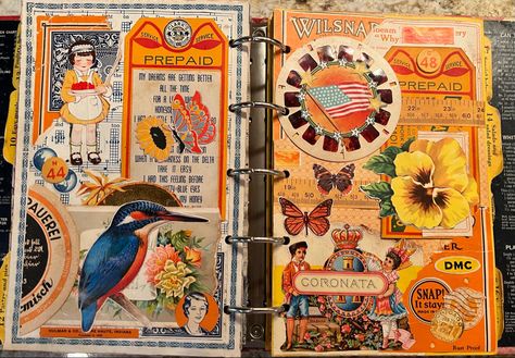 Junk Journal Art, Maximalist Scrapbook, Glue Books, Smash Journal, Collage Book, Paper Collage Art, Glue Book, Junk Art, Vintage Junk Journal