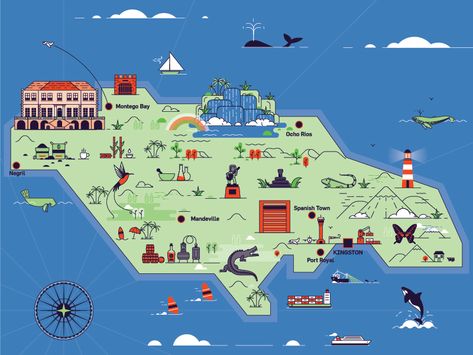 Jamaica Map for The Business Year Magazine by Kürşat Ünsal School Presentation Ideas, Illustrative Map, School Presentation, Jamaica Map, Map Illustration, Presentation Ideas, Illustrated Map, Art References, Magazine Design