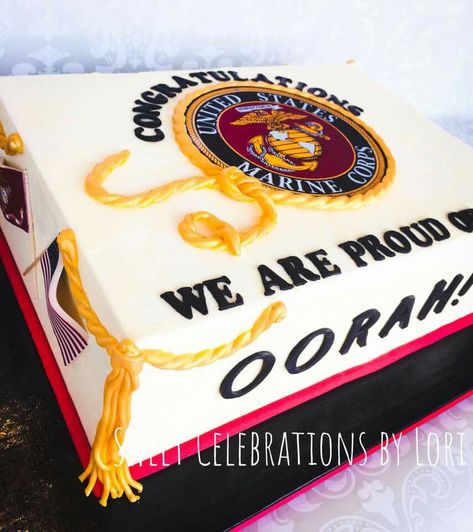 Usmc Retirement Cake, Usmc Cake, Usmc Party, Retirement Cake Ideas, Marine Corps Cake, Marine Corps Retirement, Usmc Retirement, Aloha Cake, Deco 2023