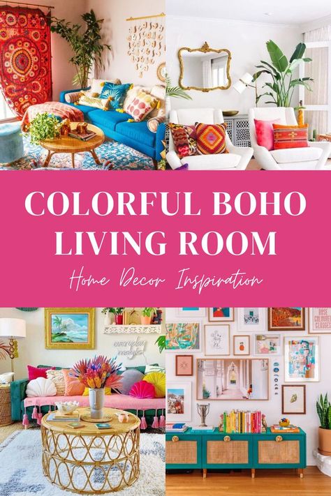 colorful boho living room ideas for home decor projects Colourful Bohemian Decor, Bohemian Colorful Living Room, Colorful Boho Wall Decor, Colorful Bohemian Decor, Boho Living Room Colors, Boho With Color, Boho Living Room Wall Colors, Colorful Boho Living Room Inspiration, Colorful Boho Chic Living Room