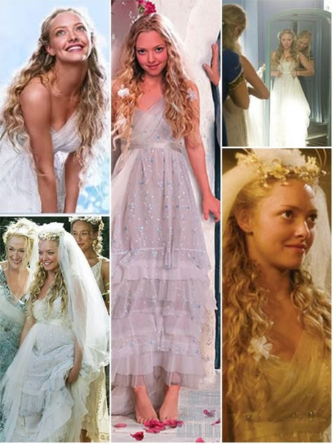 Sofia's dress in MAMMA MIA! The best beachy dress ever! Mamma Mia Wedding Dress, Mia Wedding Dress, Mamma Mia Wedding, Donna Sheridan, Movie Wedding Dresses, Iconic Weddings, Wedding Movies, Secret Dress, Mama Mia