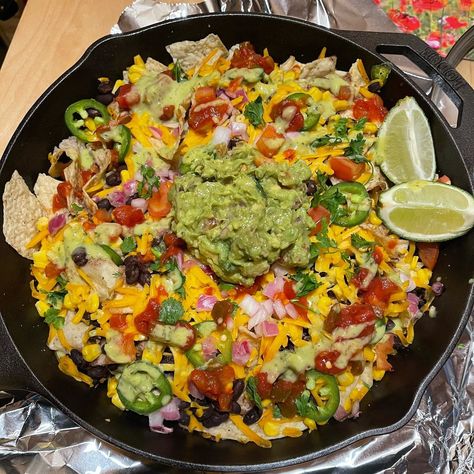 Campfire Nachos, Campfire Cooking Recipes, Homemade Guac, Campfire Dinners, Vegan Cheddar Cheese, Campfire Desserts, Canning Sweet Corn, Campfire Recipes, Guacamole Salsa