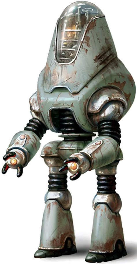 Concept art for a protectron robot in Fallout 4. From http://www.writeups.org/fallout-protectron-robots/ Lampe Steampunk, Fallout Rpg, Fallout Concept Art, Robot Sculpture, Vintage Robots, Fallout Art, Retro Robot, Cool Robots, Arte Robot